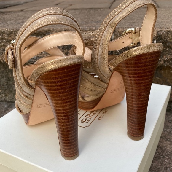 Coach Metallic Bronze/Gold Brynne platform Heels - Picture 4 of 8
